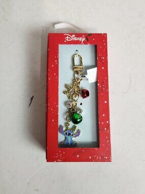 New In Package Disney Lilo & Stitch Christmas Stitch Holiday Bag Charm Keychain